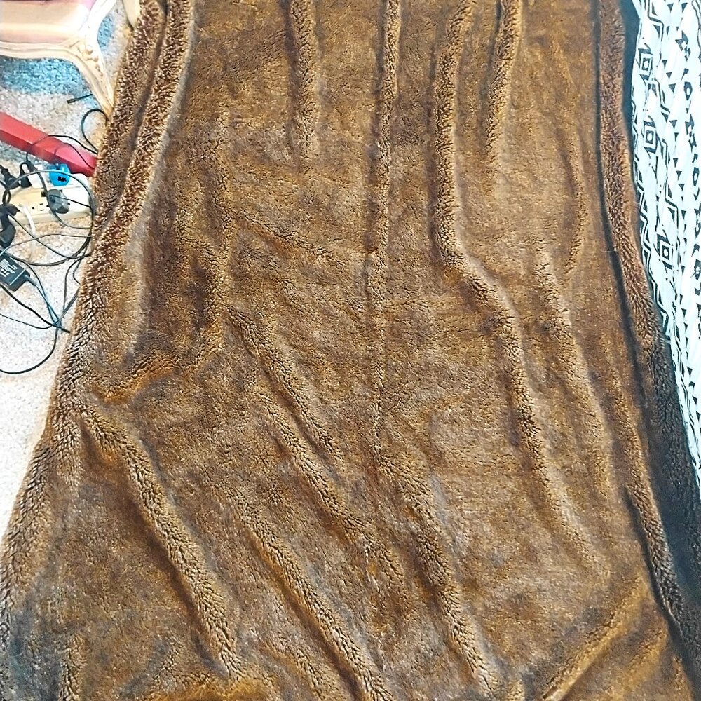 Brown Furry Rug or Throw 56 inches x 70 inches